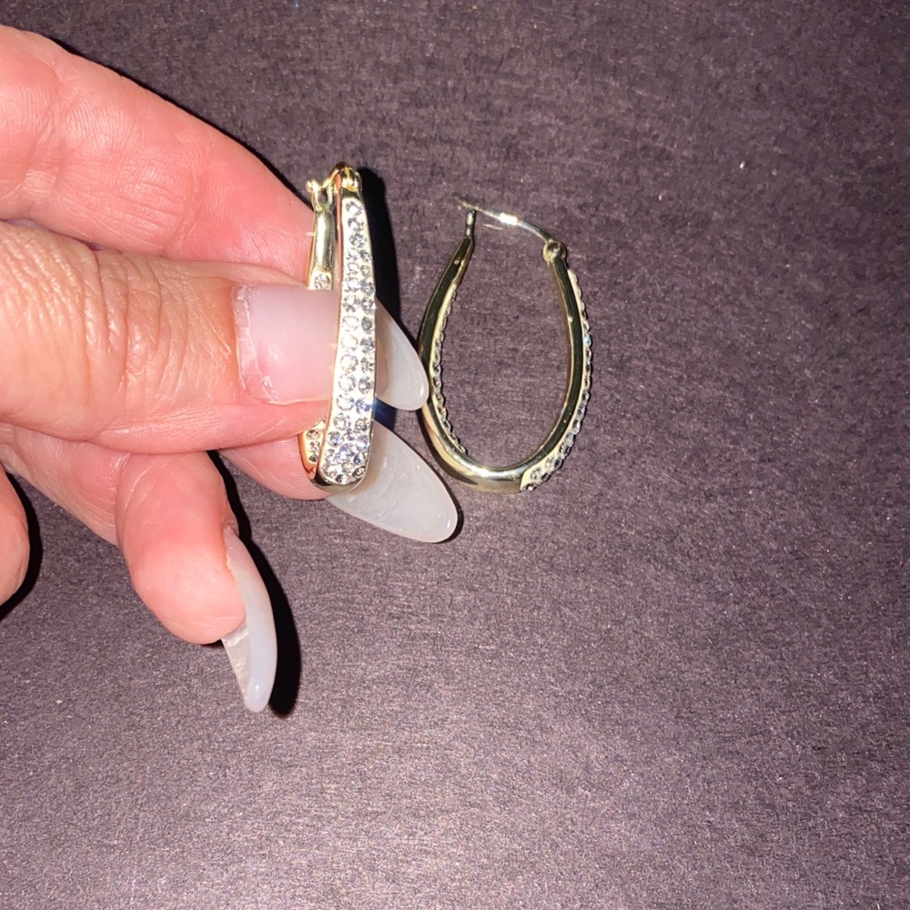 Silver and Crystal Hoop Earrings